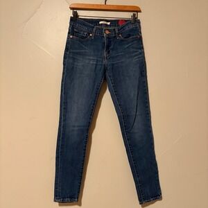 Levi Strauss Co 711 Skinny‎ Jeans Women Blue Denim Heart Patch Size 26 X 30
